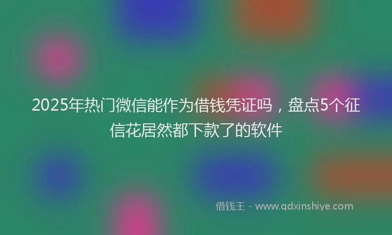 2025年热门微信能作为借钱凭证吗，盘点5个征信花居然都下款了的软件