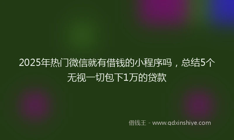 2025年热门微信就有借钱的小程序吗，总结5个无视一切包下1万的贷款