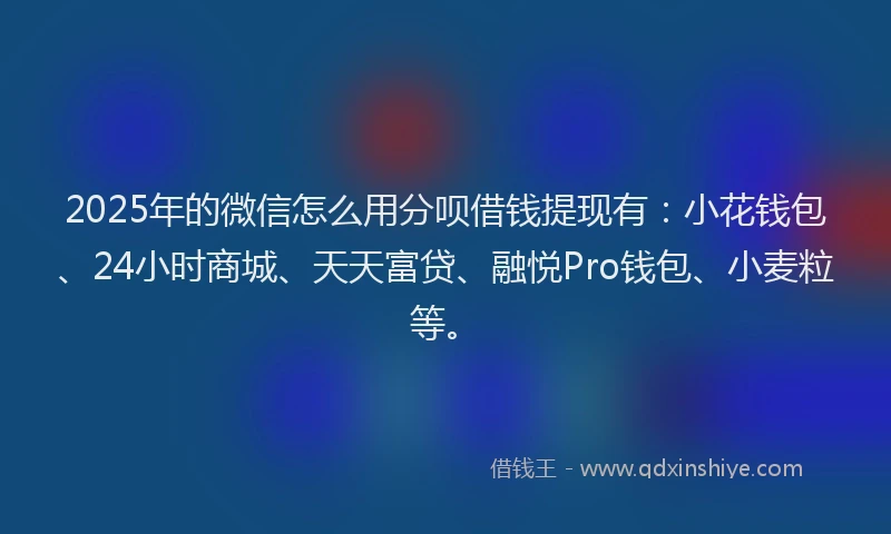 2025年的微信怎么用分呗借钱提现有：小花钱包、24小时商城、天天富贷、融悦Pro钱包、小麦粒等。