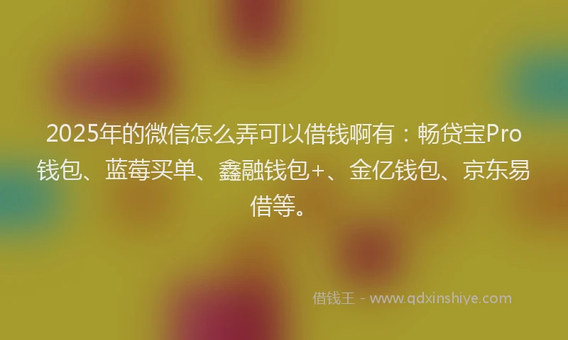 2025年的微信怎么弄可以借钱啊有：畅贷宝Pro钱包、蓝莓买单、鑫融钱包+、金亿钱包、京东易借等。