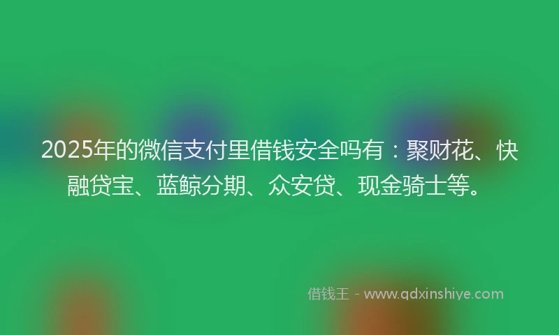 2025年的微信支付里借钱安全吗有：聚财花、快融贷宝、蓝鲸分期、众安贷、现金骑士等。