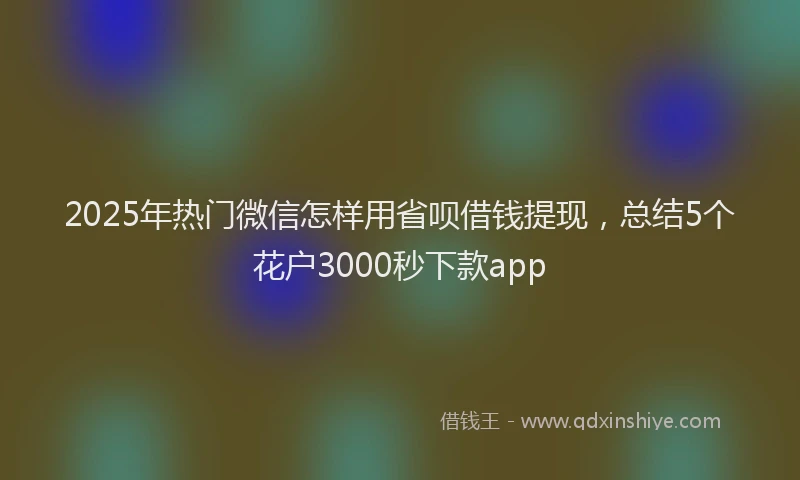 2025年热门微信怎样用省呗借钱提现，总结5个花户3000秒下款app