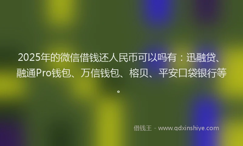 2025年的微信借钱还人民币可以吗有：迅融贷、融通Pro钱包、万信钱包、榕贝、平安口袋银行等。