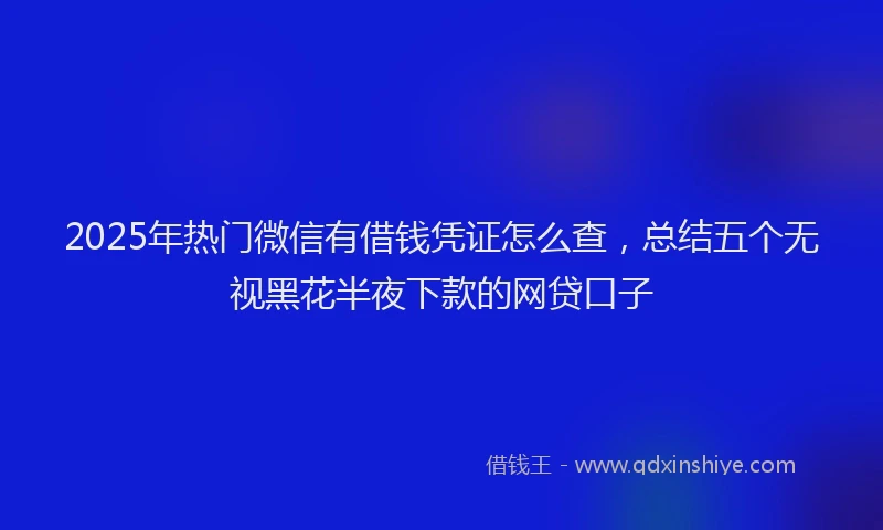 2025年热门微信有借钱凭证怎么查，总结五个无视黑花半夜下款的网贷口子