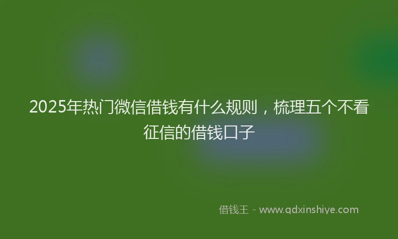 2025年热门微信借钱有什么规则，梳理五个不看征信的借钱口子