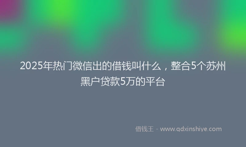 2025年热门微信出的借钱叫什么，整合5个苏州黑户贷款5万的平台