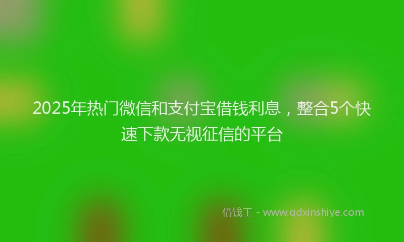 2025年热门微信和支付宝借钱利息，整合5个快速下款无视征信的平台