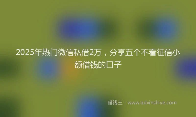 2025年热门微信私借2万，分享五个不看征信小额借钱的口子