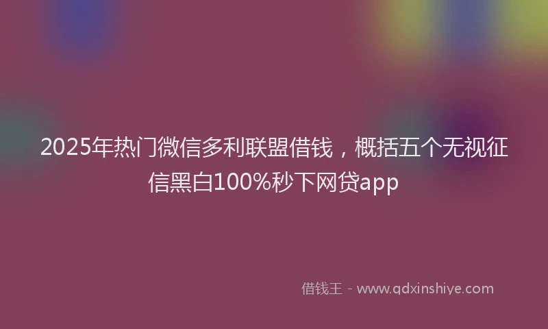 2025年热门微信多利联盟借钱，概括五个无视征信黑白100%秒下网贷app