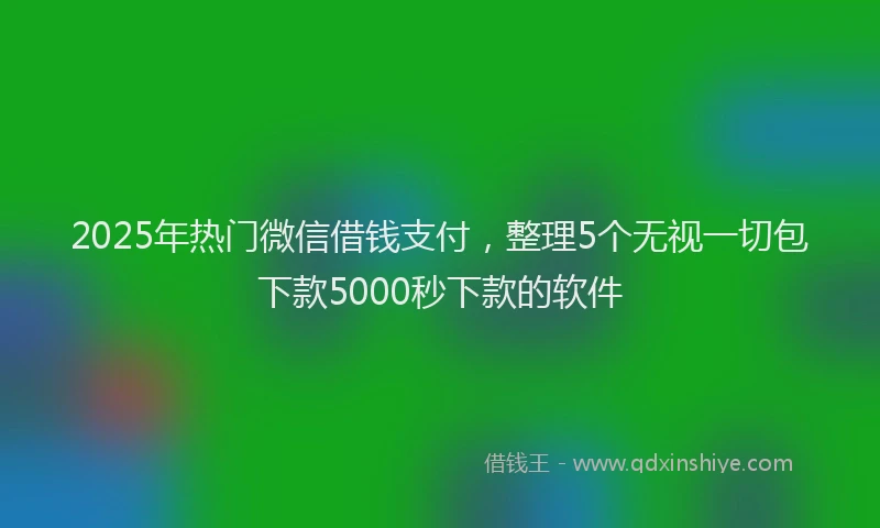2025年热门微信借钱支付，整理5个无视一切包下款5000秒下款的软件