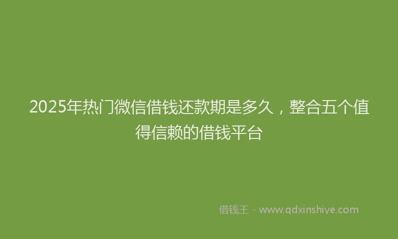 2025年热门微信借钱还款期是多久，整合五个值得信赖的借钱平台