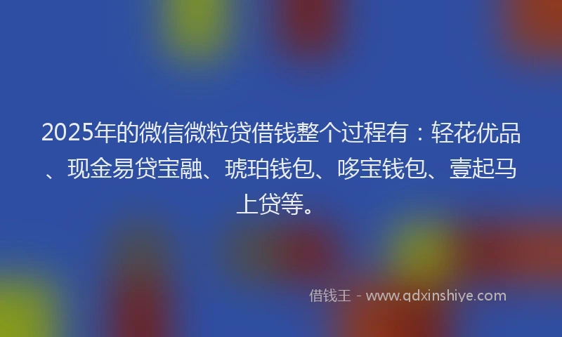 2025年的微信微粒贷借钱整个过程有：轻花优品、现金易贷宝融、琥珀钱包、哆宝钱包、壹起马上贷等。