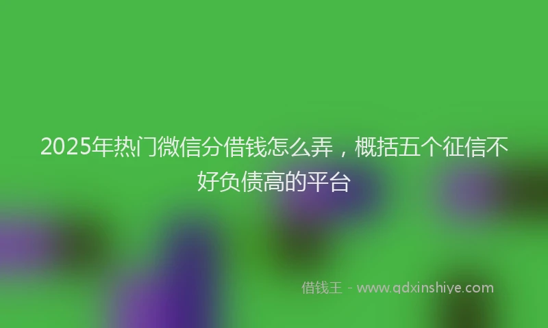 2025年热门微信分借钱怎么弄，概括五个征信不好负债高的平台