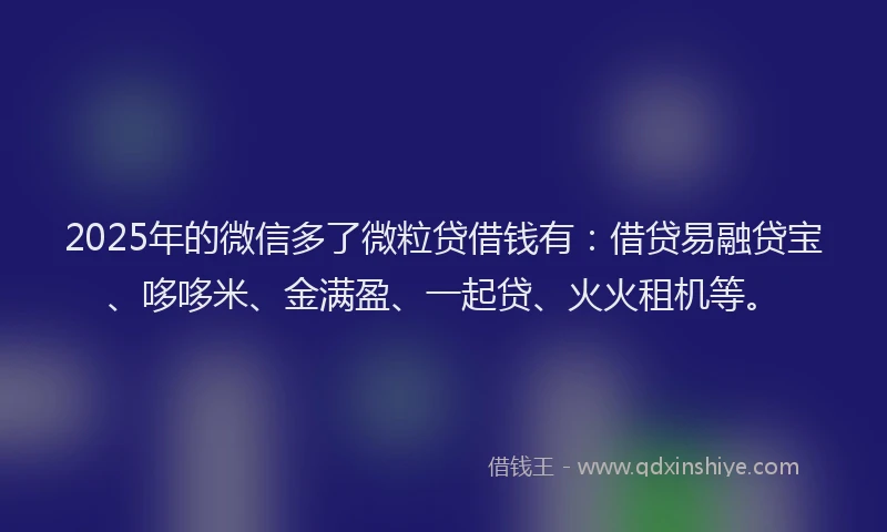 2025年的微信多了微粒贷借钱有：借贷易融贷宝、哆哆米、金满盈、一起贷、火火租机等。