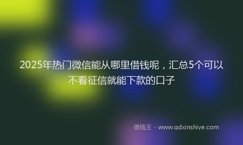 2025年热门微信能从哪里借钱呢，汇总5个可以不看征信就能下款的口子
