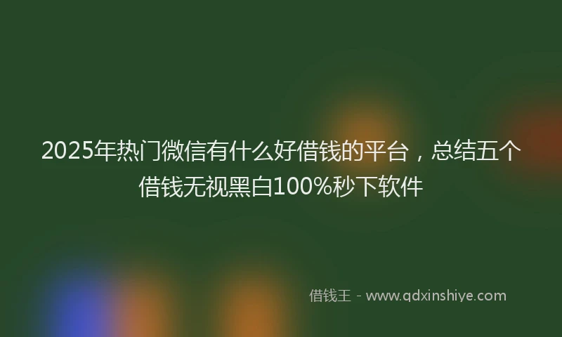 2025年热门微信有什么好借钱的平台，总结五个借钱无视黑白100%秒下软件