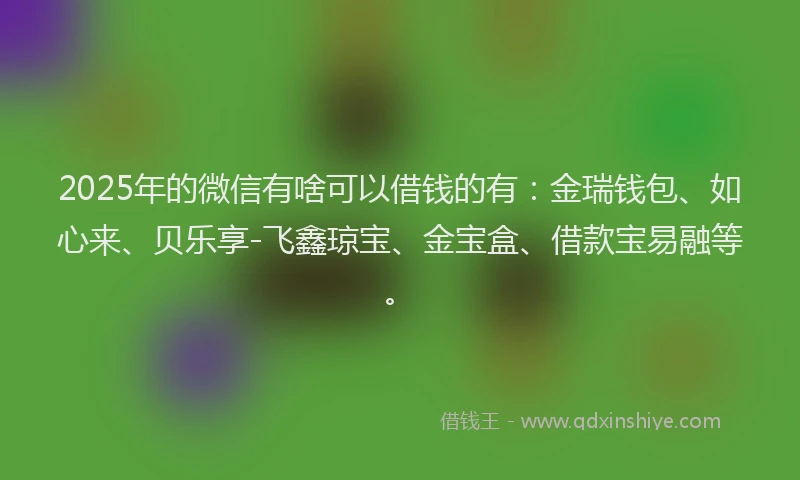 2025年的微信有啥可以借钱的有：金瑞钱包、如心来、贝乐享-飞鑫琼宝、金宝盒、借款宝易融等。