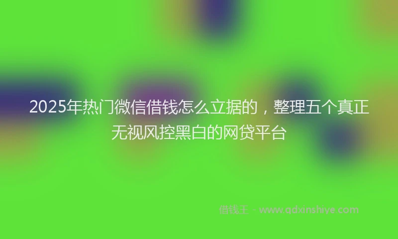 2025年热门微信借钱怎么立据的，整理五个真正无视风控黑白的网贷平台