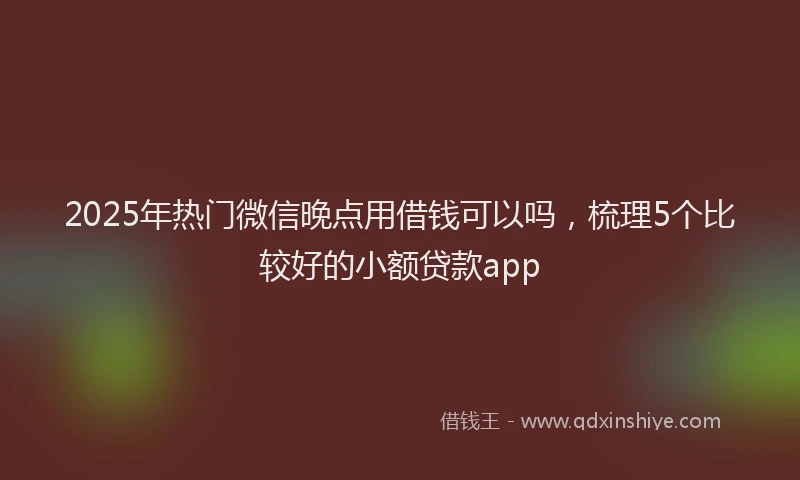2025年热门微信晚点用借钱可以吗，梳理5个比较好的小额贷款app