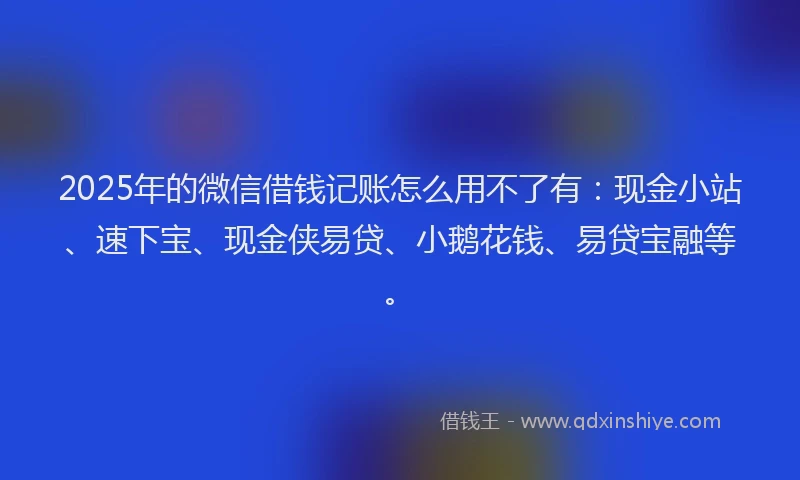 2025年的微信借钱记账怎么用不了有：现金小站、速下宝、现金侠易贷、小鹅花钱、易贷宝融等。