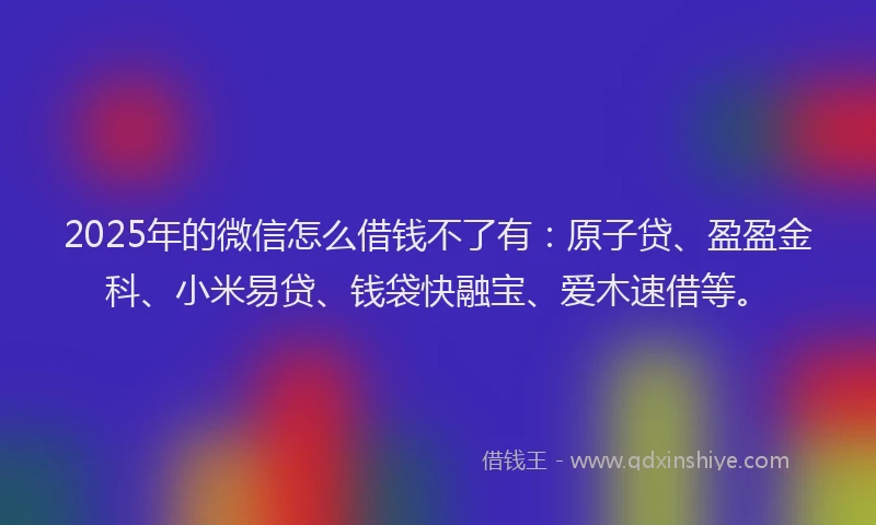 2025年的微信怎么借钱不了有：原子贷、盈盈金科、小米易贷、钱袋快融宝、爱木速借等。