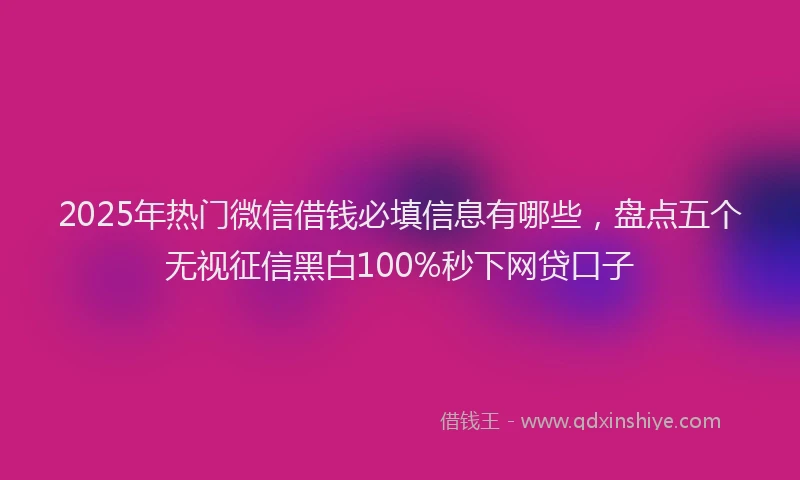 2025年热门微信借钱必填信息有哪些，盘点五个无视征信黑白100%秒下网贷口子