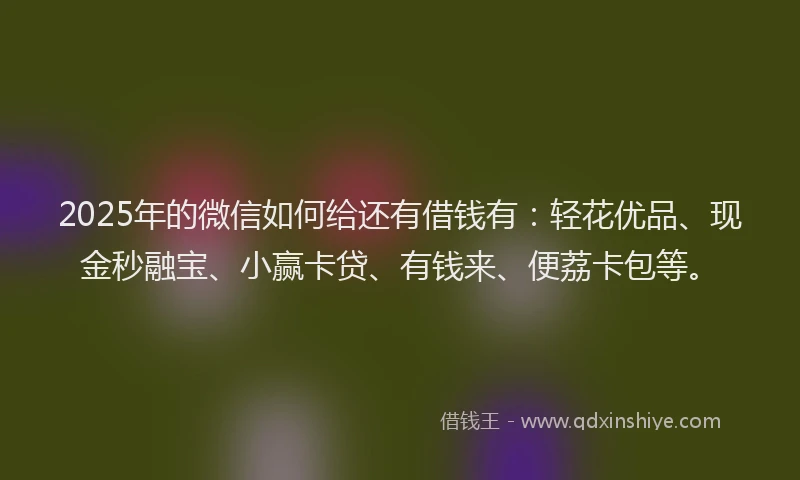 2025年的微信如何给还有借钱有：轻花优品、现金秒融宝、小赢卡贷、有钱来、便荔卡包等。