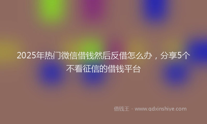 2025年热门微信借钱然后反借怎么办，分享5个不看征信的借钱平台