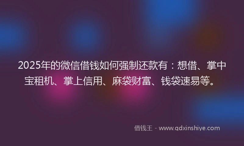 2025年的微信借钱如何强制还款有：想借、掌中宝租机、掌上信用、麻袋财富、钱袋速易等。