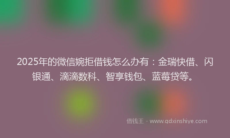 2025年的微信婉拒借钱怎么办有：金瑞快借、闪银通、滴滴数科、智享钱包、蓝莓贷等。