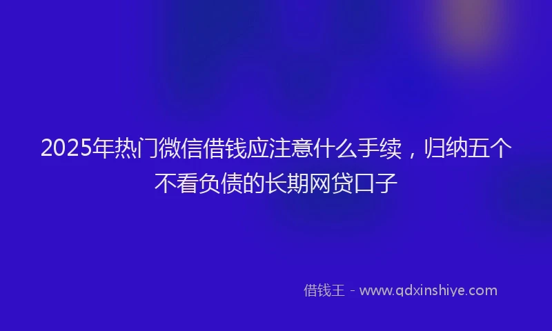 2025年热门微信借钱应注意什么手续，归纳五个不看负债的长期网贷口子