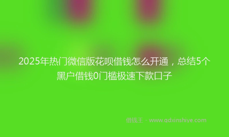 2025年热门微信版花呗借钱怎么开通，总结5个黑户借钱0门槛极速下款口子