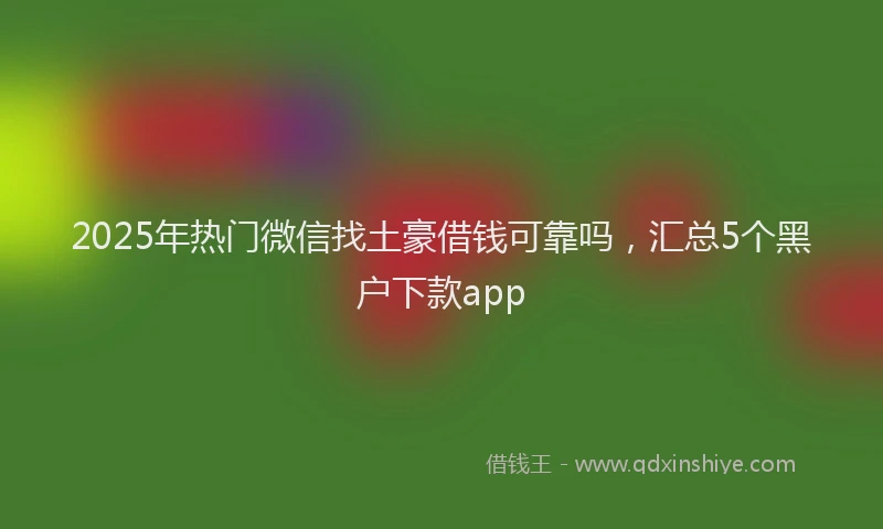 2025年热门微信找土豪借钱可靠吗，汇总5个黑户下款app