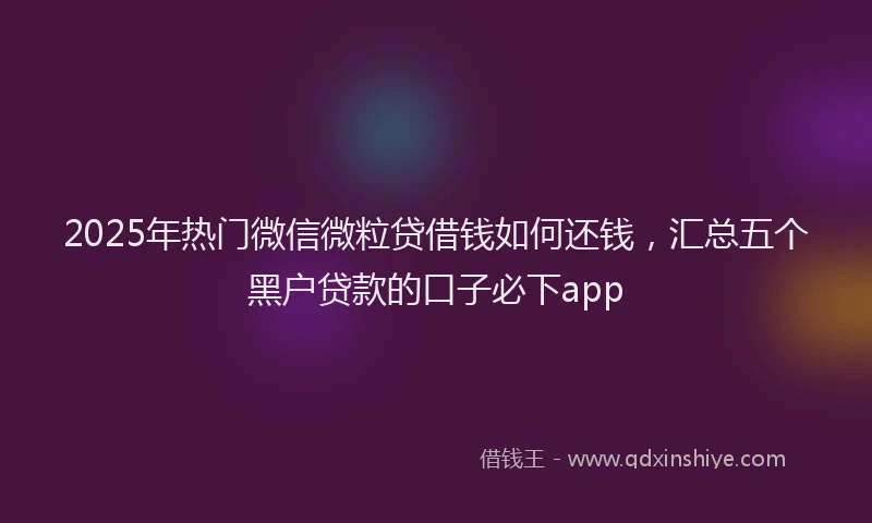 2025年热门微信微粒贷借钱如何还钱，汇总五个黑户贷款的口子必下app
