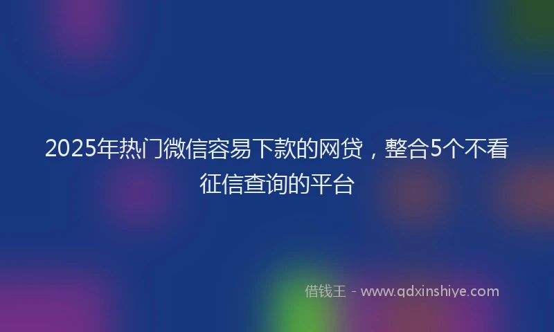 2025年热门微信容易下款的网贷，整合5个不看征信查询的平台