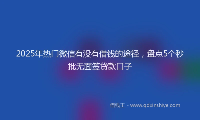 2025年热门微信有没有借钱的途径，盘点5个秒批无面签贷款口子