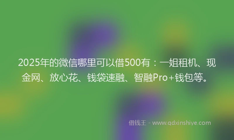 2025年的微信哪里可以借500有：一姐租机、现金网、放心花、钱袋速融、智融Pro+钱包等。