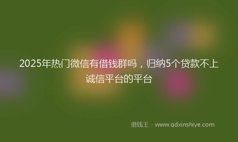 2025年热门微信有借钱群吗，归纳5个贷款不上诚信平台的平台