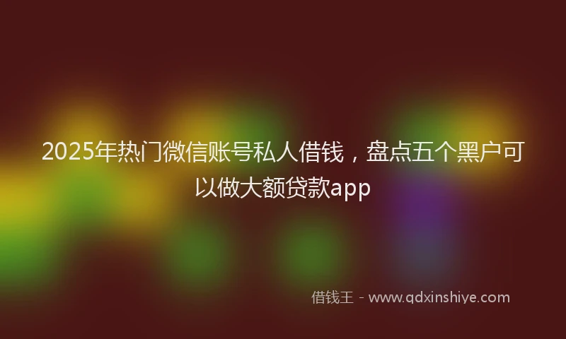2025年热门微信账号私人借钱，盘点五个黑户可以做大额贷款app