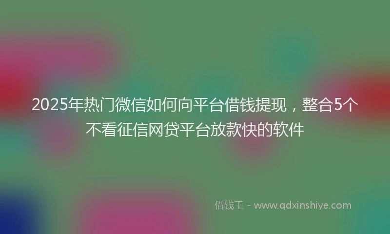 2025年热门微信如何向平台借钱提现，整合5个不看征信网贷平台放款快的软件