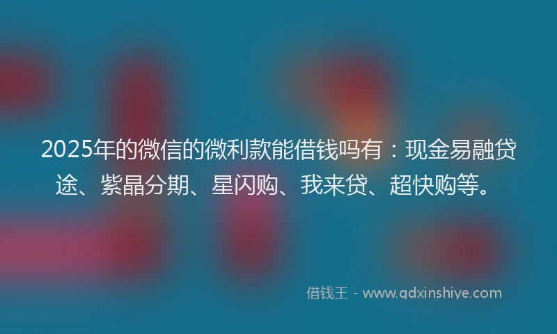 2025年的微信的微利款能借钱吗有：现金易融贷途、紫晶分期、星闪购、我来贷、超快购等。