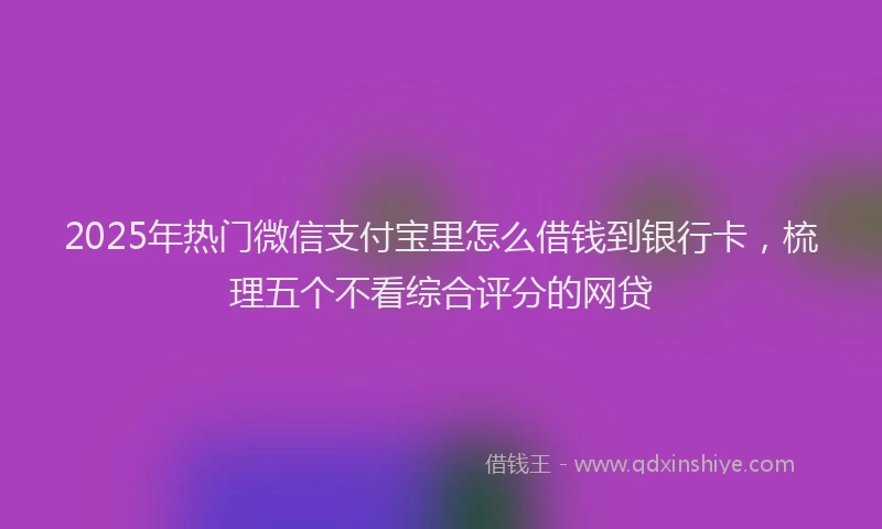 2025年热门微信支付宝里怎么借钱到银行卡，梳理五个不看综合评分的网贷