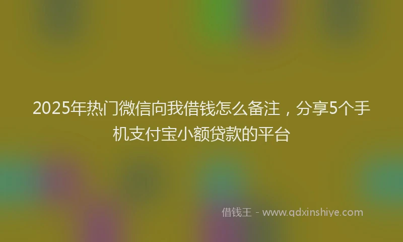 2025年热门微信向我借钱怎么备注，分享5个手机支付宝小额贷款的平台