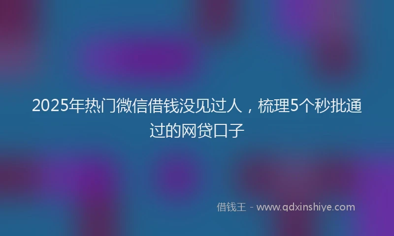 2025年热门微信借钱没见过人，梳理5个秒批通过的网贷口子