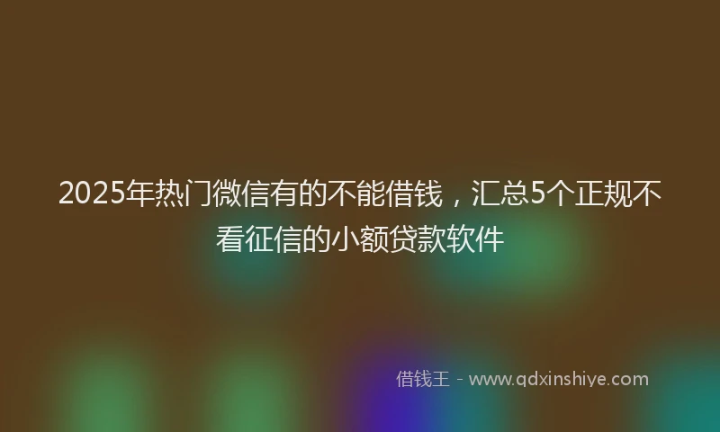 2025年热门微信有的不能借钱，汇总5个正规不看征信的小额贷款软件
