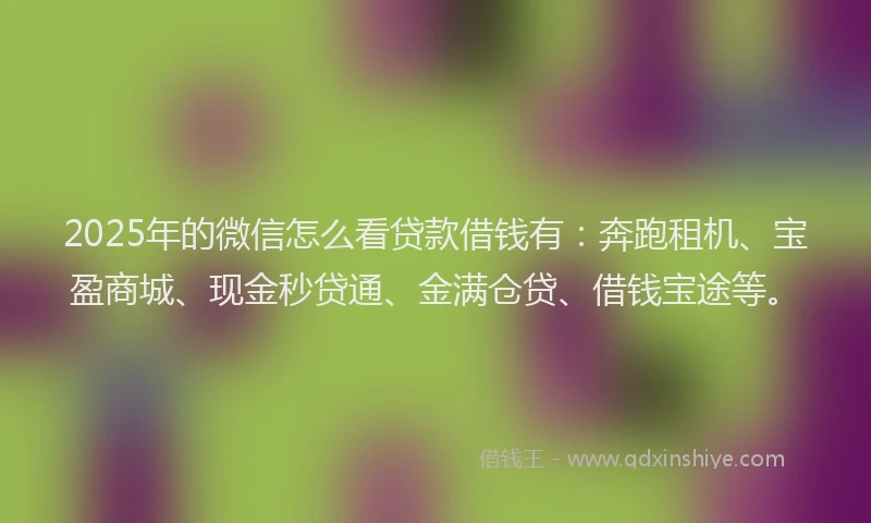 2025年的微信怎么看贷款借钱有：奔跑租机、宝盈商城、现金秒贷通、金满仓贷、借钱宝途等。