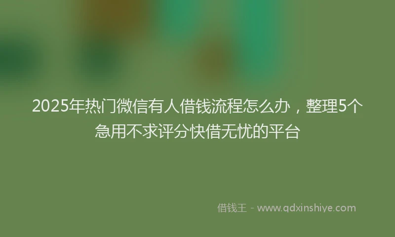 2025年热门微信有人借钱流程怎么办，整理5个急用不求评分快借无忧的平台