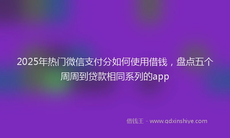 2025年热门微信支付分如何使用借钱，盘点五个周周到贷款相同系列的app