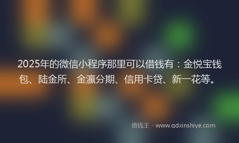 2025年的微信小程序那里可以借钱有：金悦宝钱包、陆金所、金瀛分期、信用卡贷、新一花等。