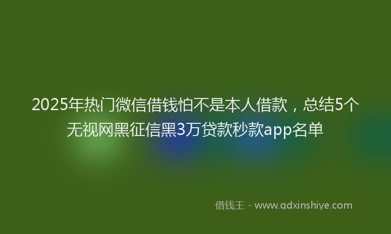 2025年热门微信借钱怕不是本人借款，总结5个无视网黑征信黑3万贷款秒款app名单